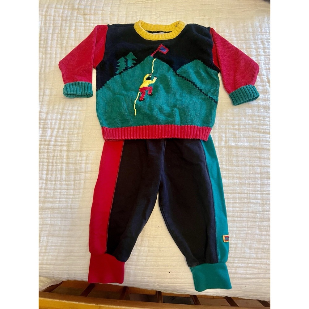 Gymboree Rainbow tag Sweater And sweatpants Set Mountain Climbing Sml 1.5-2.5